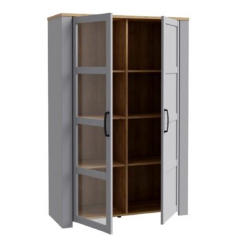 Bruma Display Cabinet inc. 2x LED Lights in Riviera Oak/Grey Oak