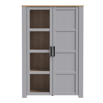 Bruma Display Cabinet inc. 2x LED Lights in Riviera Oak/Grey Oak