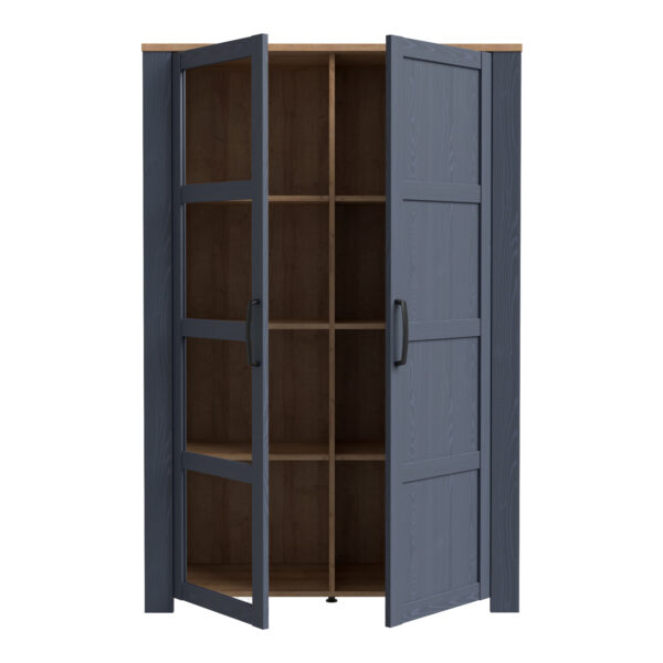 Bruma Display Cabinet inc. 2x LED Lights in Riviera Oak/Navy | Assembly Required