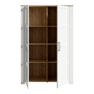 Bruma White 2 Door Display Cabinet inc. 2x LED Lights | Riviera Oak