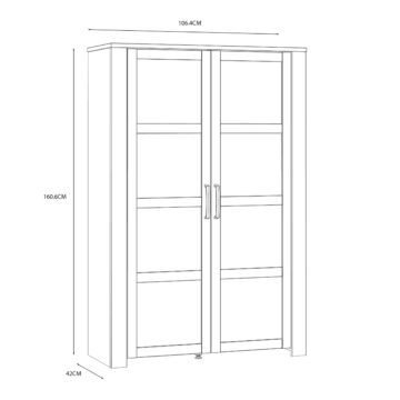 Bruma White 2 Door Display Cabinet inc. 2x LED Lights | Riviera Oak