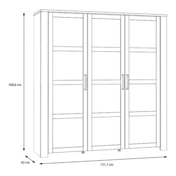 Bruma Large Display Cabinet inc. 4x LED Lights in Riviera Oak/Grey Oak
