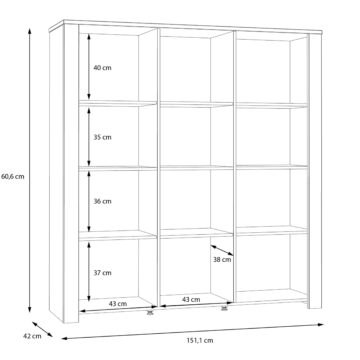 Bruma Large Display Cabinet inc. 4x LED Lights in Riviera Oak/Grey Oak