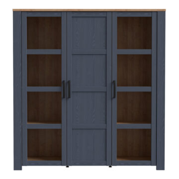 Bruma Large Display Cabinet inc. 4x LED Lights in Riviera Oak/Navy