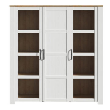 Bruma Large Display Cabinet inc. 4x LED Lights in Riviera Oak/White
