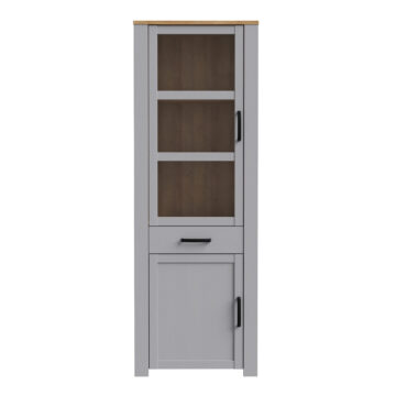 Bruma Narrow Display Cabinet inc. 2x LED Lights in Riviera Oak/Grey Oak