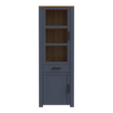 Bruma Narrow Display Cabinet inc. 2x LED Lights in Riviera Oak/Navy