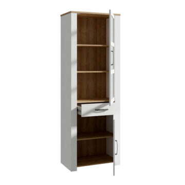 Bruma Narrow Display Cabinet inc. 2x LED Lights in Riviera Oak/White