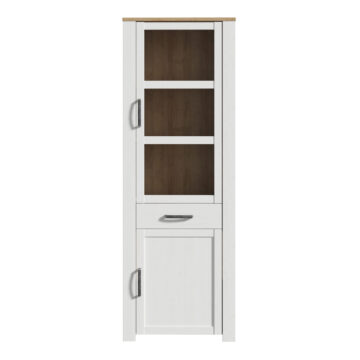 Bruma Narrow Display Cabinet inc. 2x LED Lights in Riviera Oak/White