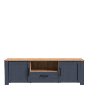 Bruma TV Unit Inc. LED Light in Riviera Oak/Navy