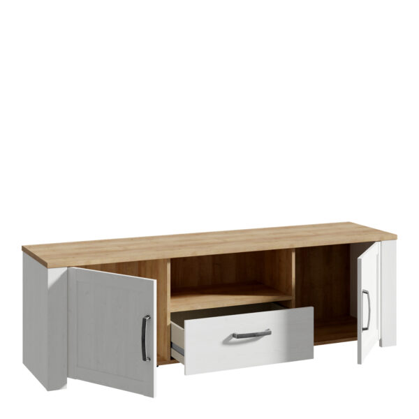 Bruma TV Unit inc. LED Light in Riviera Oak/White