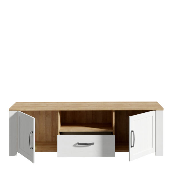 Bruma TV Unit inc. LED Light in Riviera Oak/White | Assembly Required