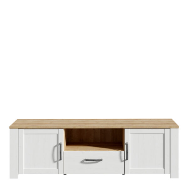 Bruma TV Unit inc. LED Light in Riviera Oak/White
