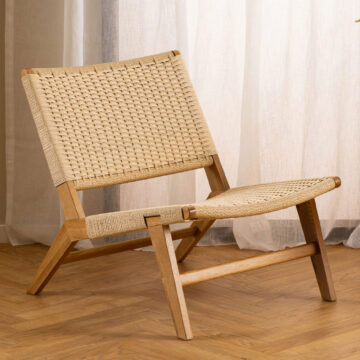Carson Lounge Chair in Off White and Oak