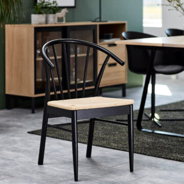 Cassandra Pair of Black Dining Chairs | Armrests