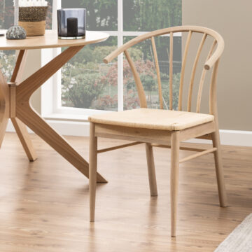 Cassandra White Oak Pair of Dining Chairs | Armrests