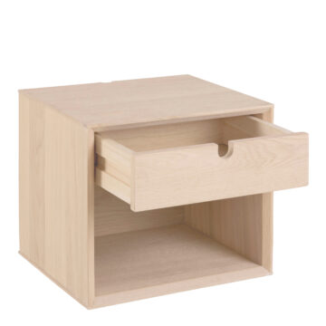 Century White 1 Drawer Wall Mounted Bedside Table | Oak Finish