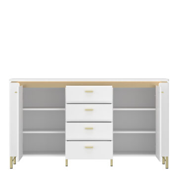 Cicero Sideboard 2 Door 4 Drawer in Alpine White/White Gloss