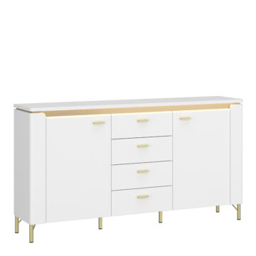 Cicero Sideboard 2 Door 4 Drawer in Alpine White/White Gloss