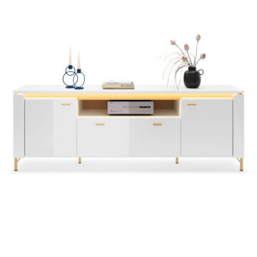 Cicero TV Cabinet 2 Door 1 Drawer in Alpine White/White Gloss | Assembly Required