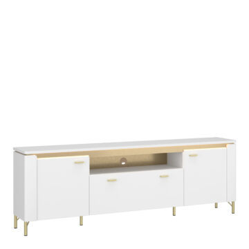 Cicero TV Cabinet 2 Door 1 Drawer in Alpine White/White Gloss