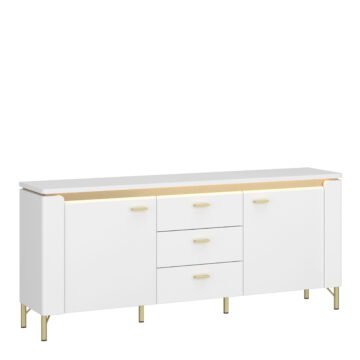 Cicero TV Cabinet 2 Door 3 Drawer in Alpine White/White Gloss