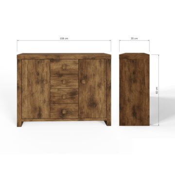 Maluku 2 Door Sideboard with Drawers | Mango Finish