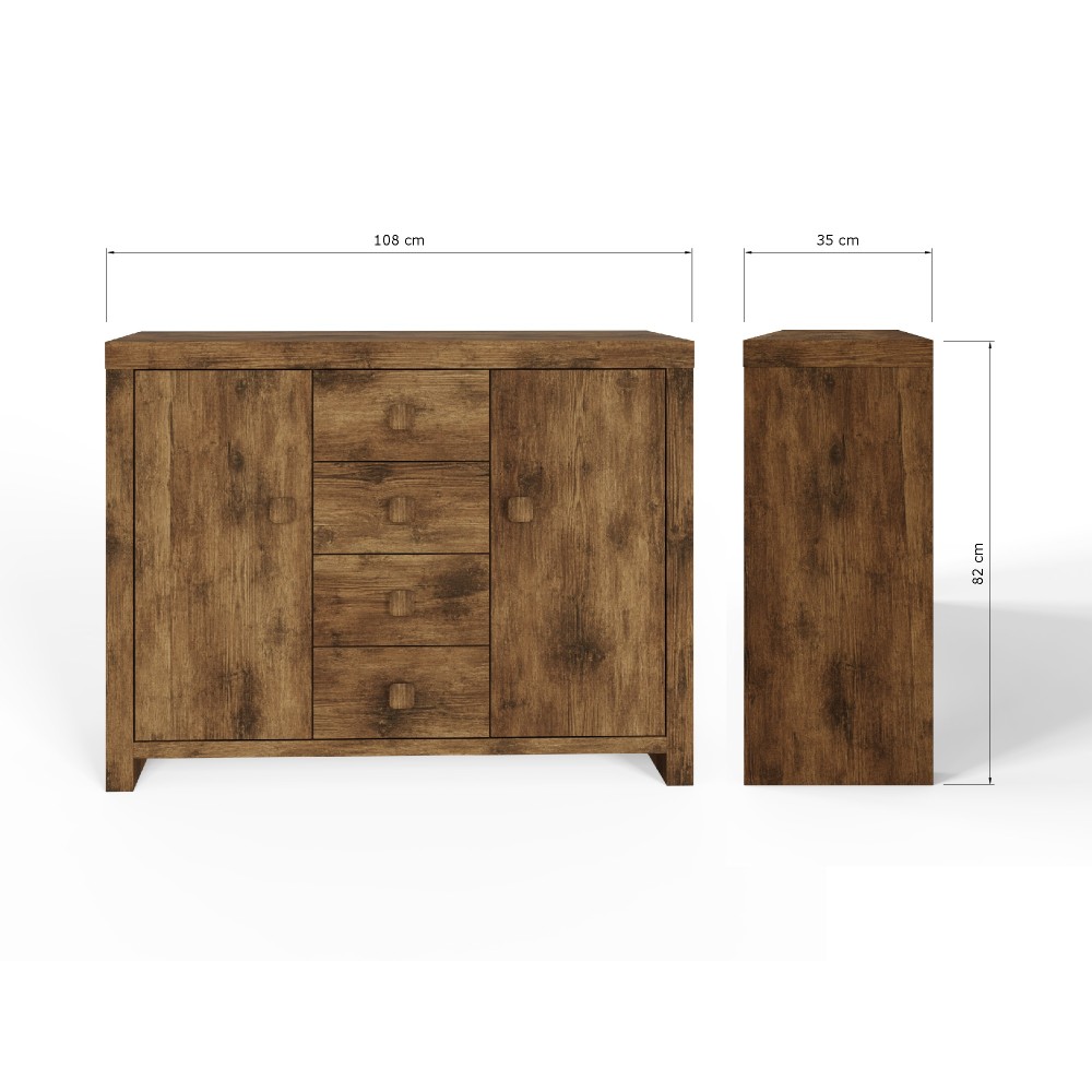 Maluku 2 Door Sideboard with Drawers | Mango Finish
