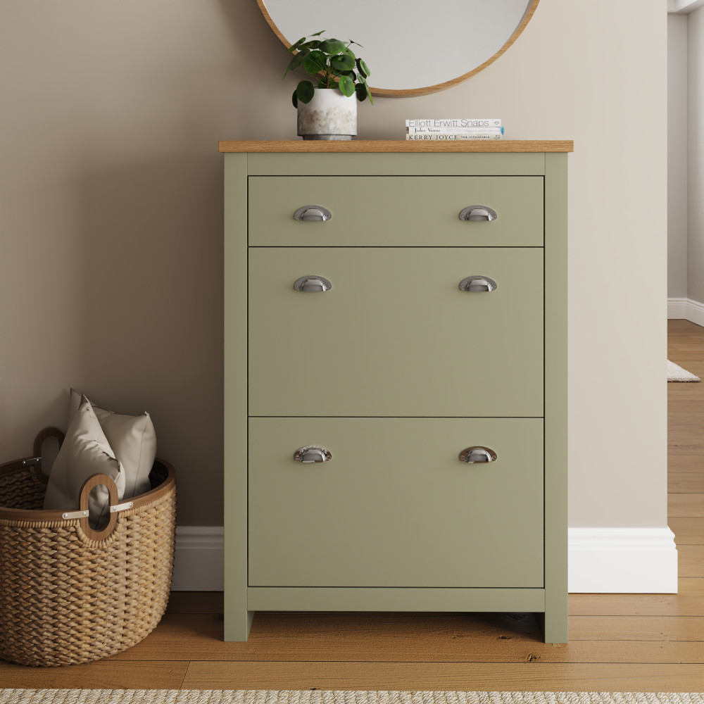 Fife Green 2 Door Shoe Cabinet with Drawer