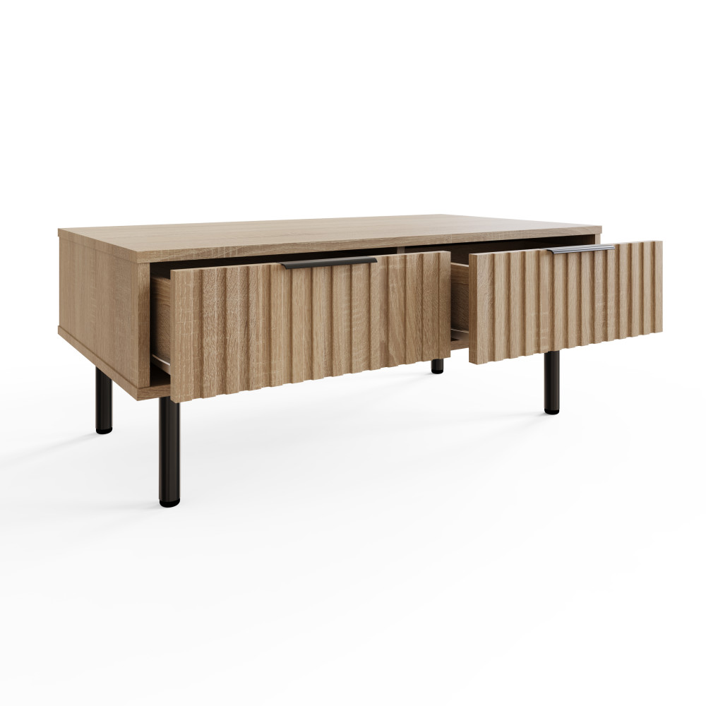 Calista 2 Drawer Coffee Table | Oak Finish