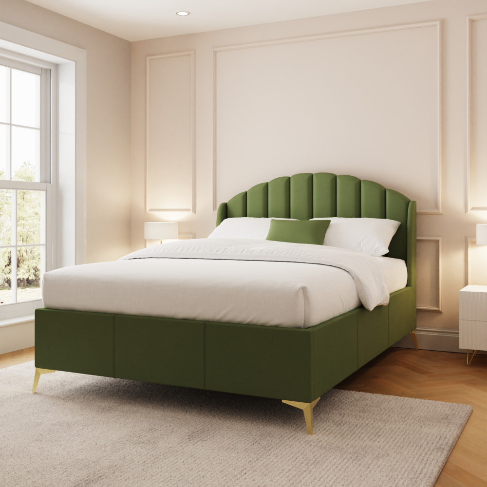 Haikou Green 4'6 Double End Lift Ottoman Storage Bed