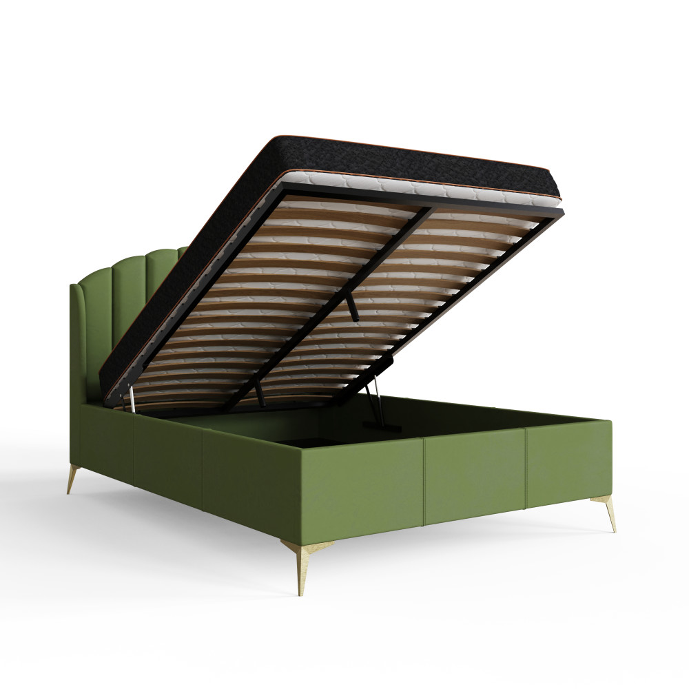 Haikou Green 4'6 Double End Lift Ottoman Storage Bed
