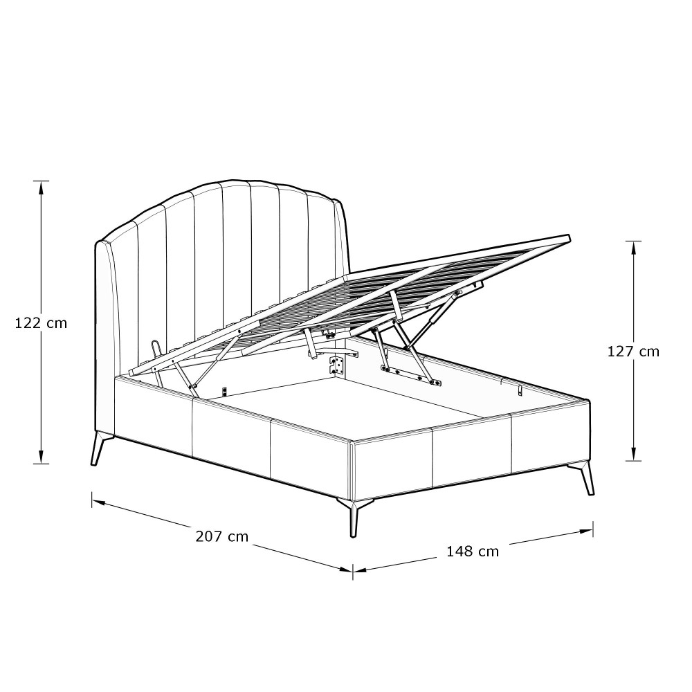 Haikou Green 4'6 Double End Lift Ottoman Storage Bed