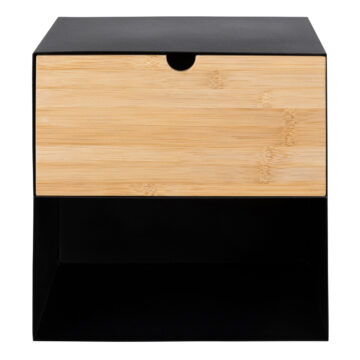 Joliet Black 1 Drawer Wallmounted Bedside Table | Bamboo Finish