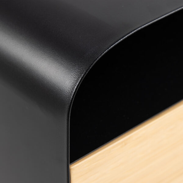 Joliet Wallmounted Bedside Table in Black and Bamboo | Assembly Required