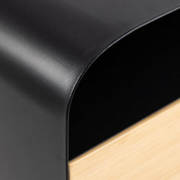 Joliet Black 1 Drawer Wallmounted Rounded Bedside Table | Bamboo Finish