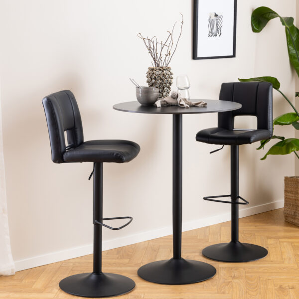 Malta Ceramic Round Bar Table in Matt Black | Assembly Required