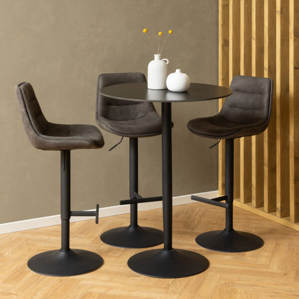 Malta Ceramic Round Bar Table in Matt Black | Assembly Required