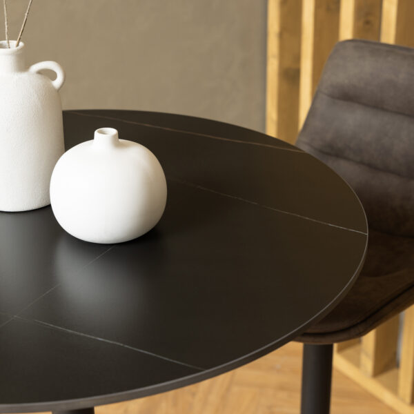 Malta Ceramic Round Bar Table in Matt Black | Assembly Required