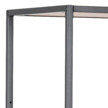 Milford Black Metal Large Asymmetrical 5 Shelf Bookcase | Oak Finish