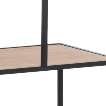 Milford Black Metal Large Asymmetrical 5 Shelf Bookcase | Oak Finish