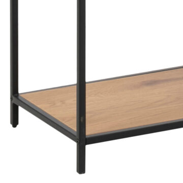 Milford Black Metal Large Asymmetrical 5 Shelf Bookcase | Oak Finish