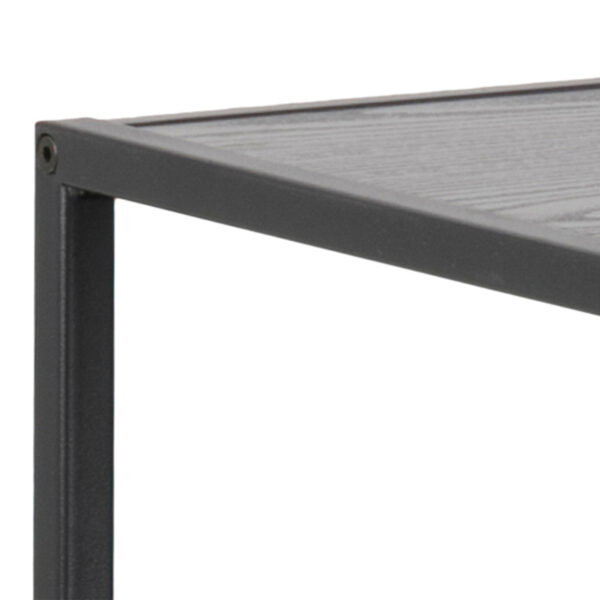 Milford Wide Black Metal Bookcase with 4 Black Oak Shelves | Assembly Required