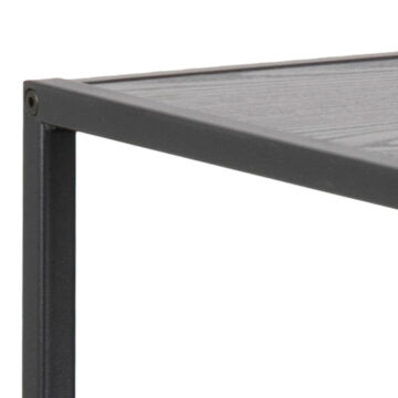Milford Wide Black Metal Bookcase with 4 Black Oak Shelves