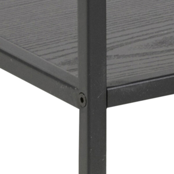 Milford Wide Black Metal Bookcase with 4 Black Oak Shelves | Assembly Required