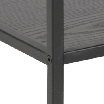 Milford Wide Black Metal Bookcase with 4 Black Oak Shelves