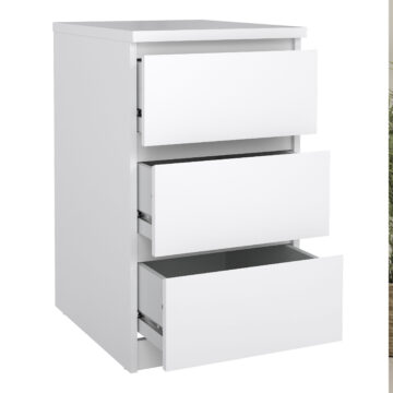 Chest and 2 Door 1 Drawer Wardrobe in White High Gloss