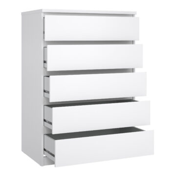 Chest and 2 Door 1 Drawer Wardrobe in White High Gloss