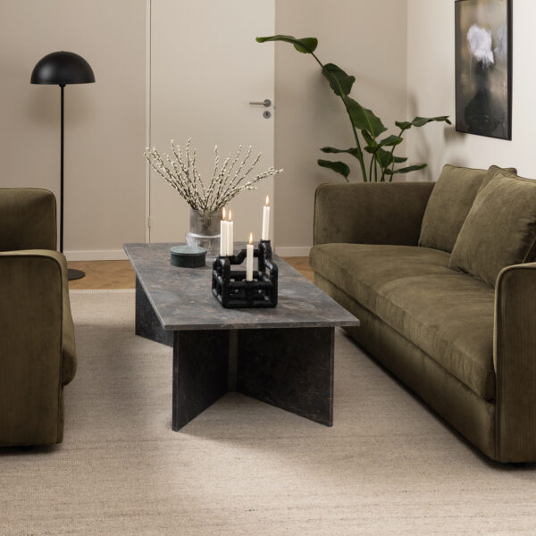 Morgan Coffee Table with Marron Marble Top 90cm | Assembly Required