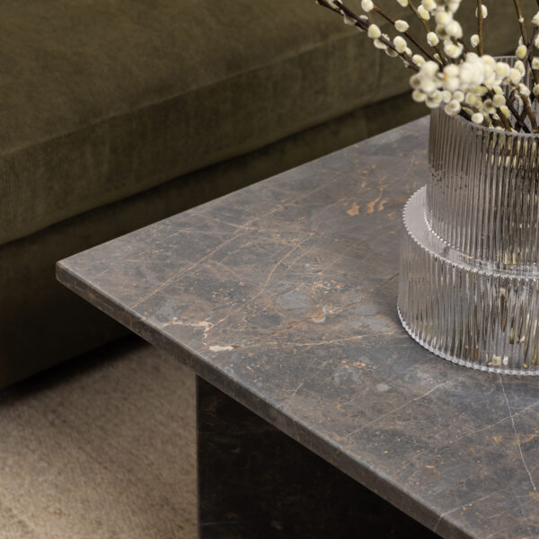 Morgan Coffee Table with Marron Marble Top 90cm | Assembly Required